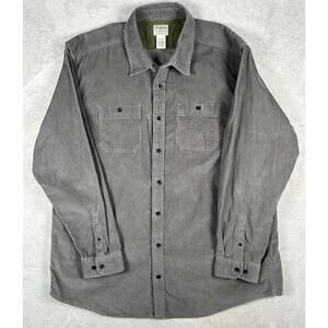 Vintage Eddie Bauer Shirt Mens 2XLT Grey Corduroy Button Down Heavyweight Vtg